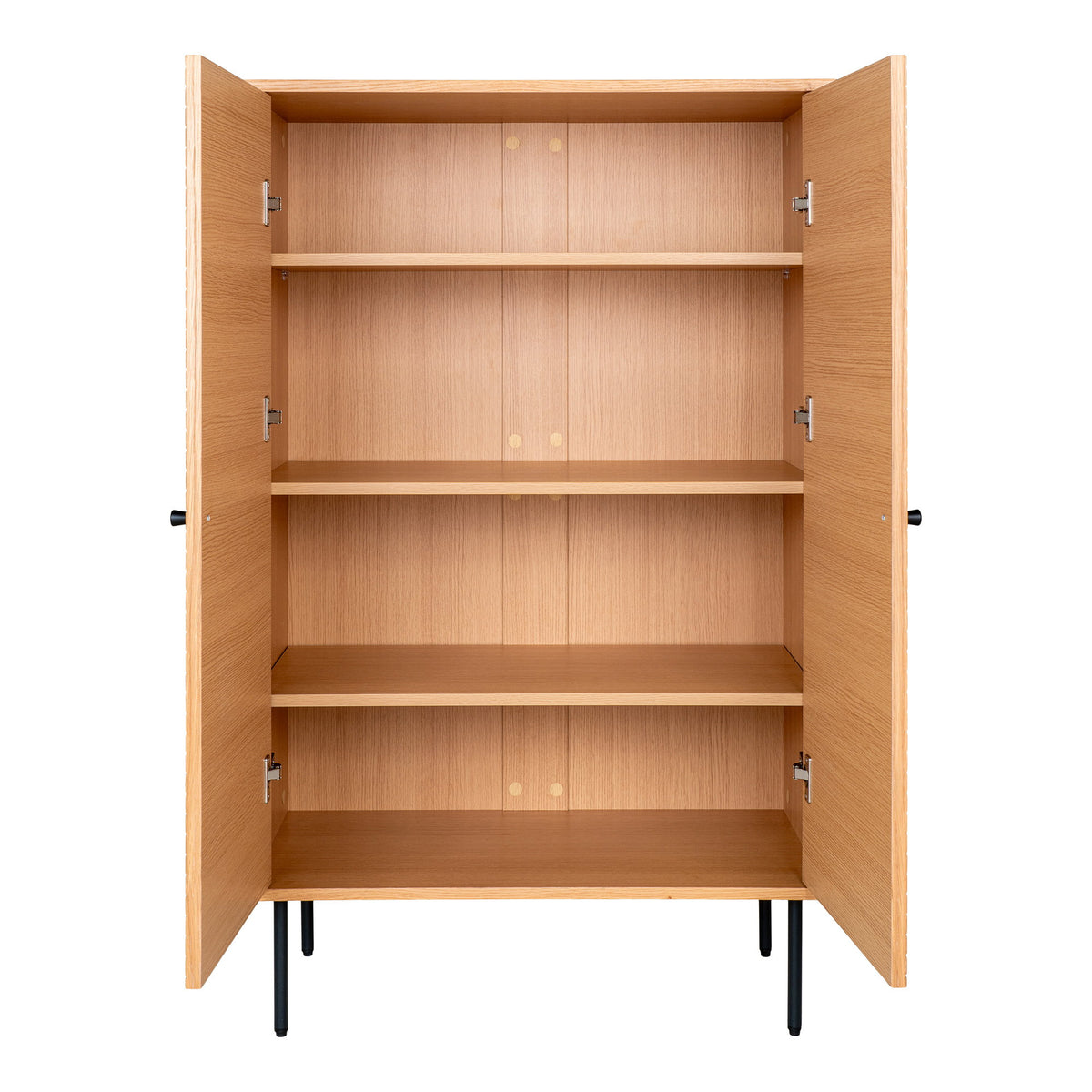 Gunnar Highboard mit 2 Türen – Eichenfurnier Natur, Beine Schwarz, 80 × 40 × 130 cm – Ansicht 2