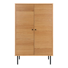 Gunnar Highboard mit 2 Türen – Eichenfurnier Natur, Beine Schwarz, 80 × 40 × 130 cm von Luiva Living