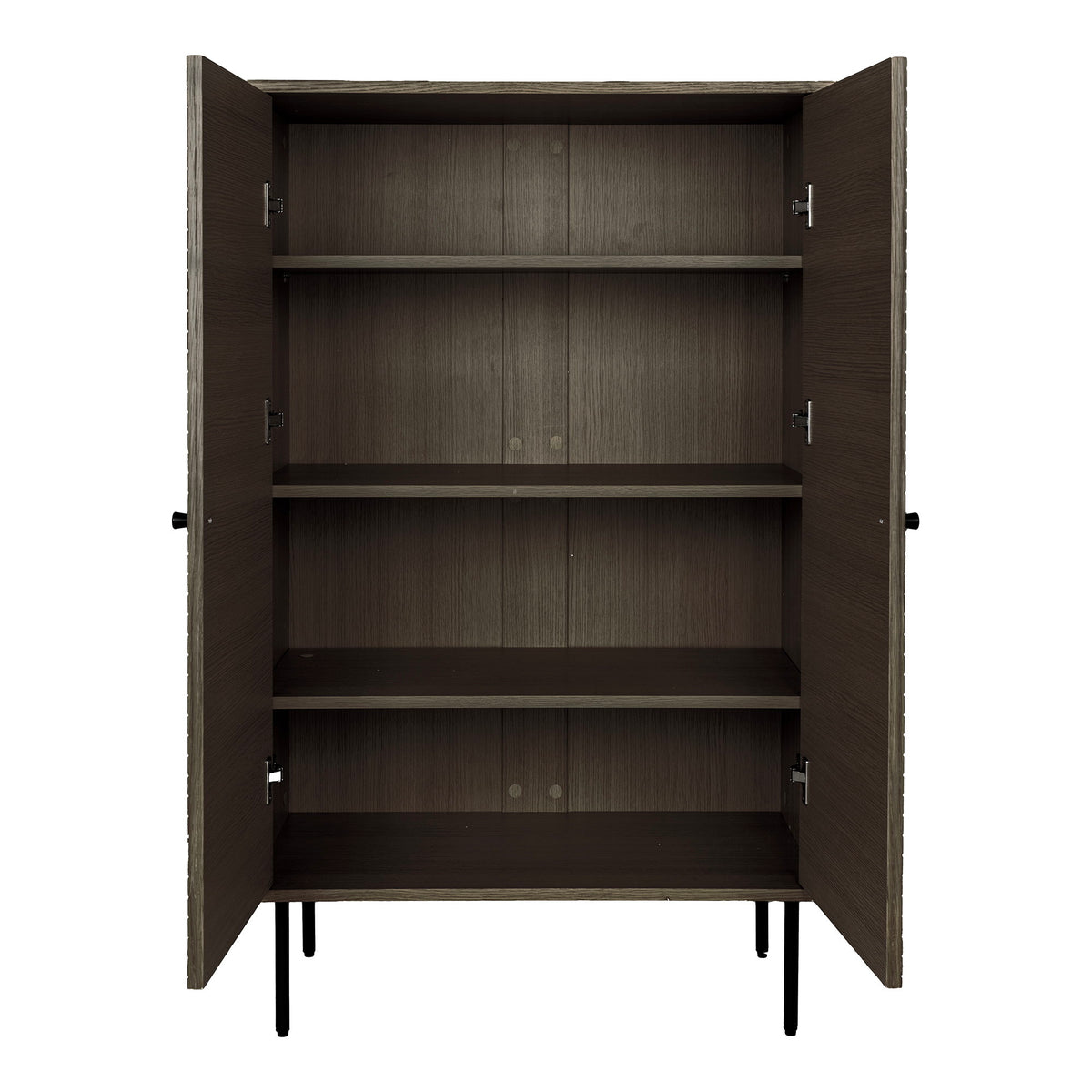 Gunnar Highboard mit 2 Türen – Furnier Eiche geräuchert, Beine Schwarz, 80 × 40 × 130 cm – Ansicht 2