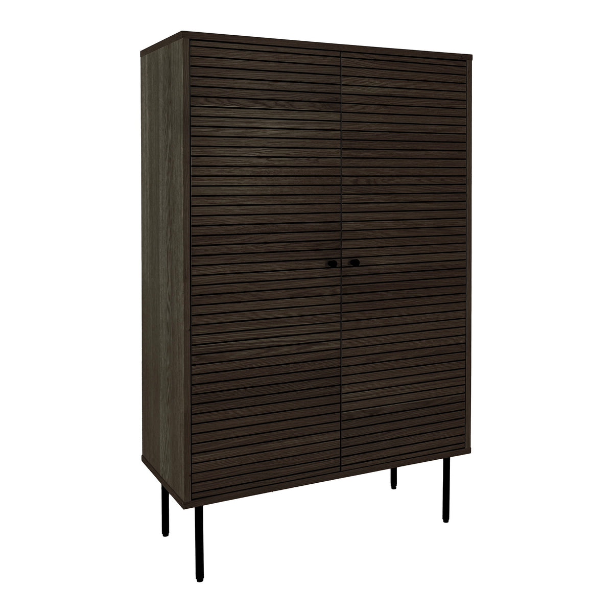 Gunnar Highboard mit 2 Türen – Furnier Eiche geräuchert, Beine Schwarz, 80 × 40 × 130 cm – Ansicht 3
