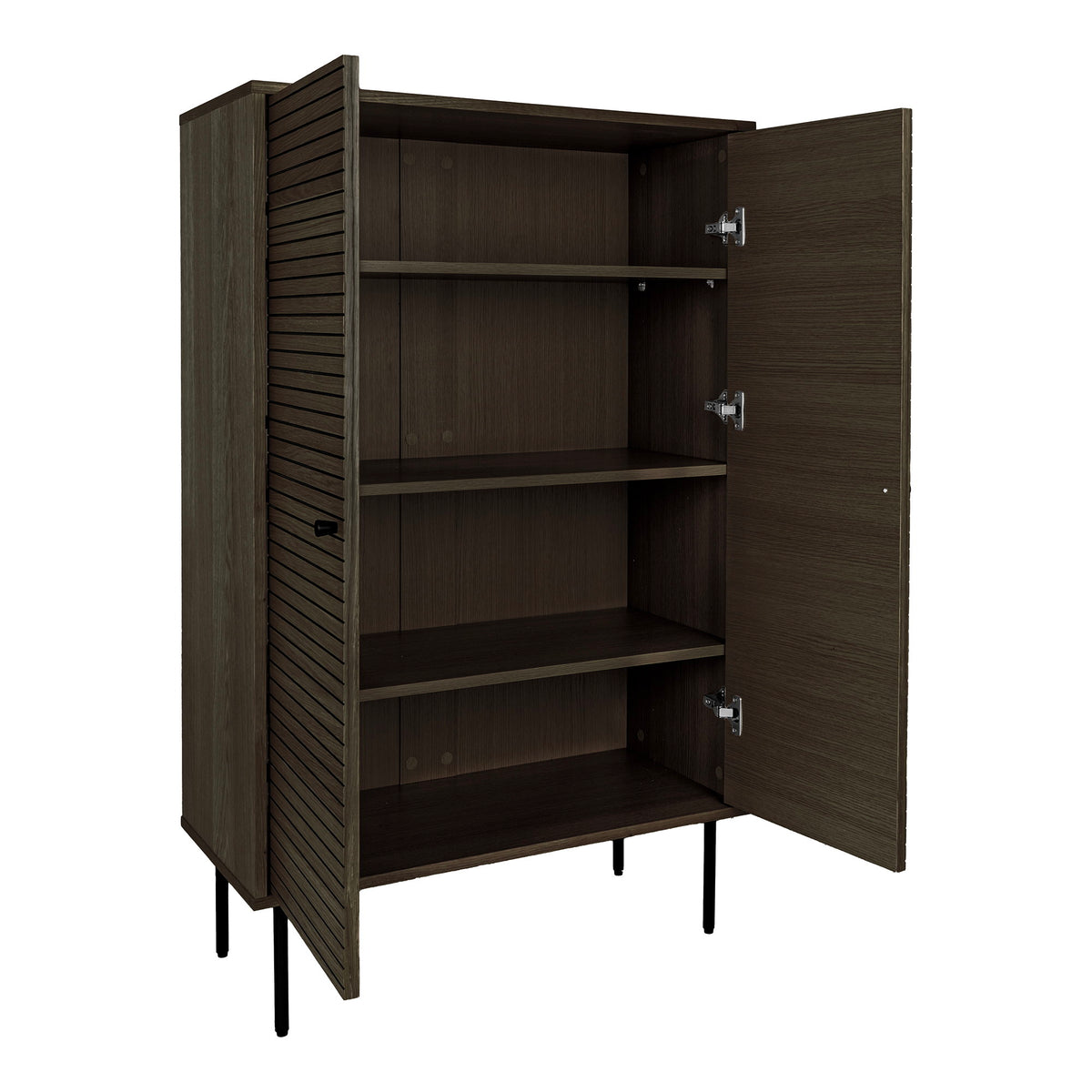 Gunnar Highboard mit 2 Türen – Furnier Eiche geräuchert, Beine Schwarz, 80 × 40 × 130 cm – Ansicht 4