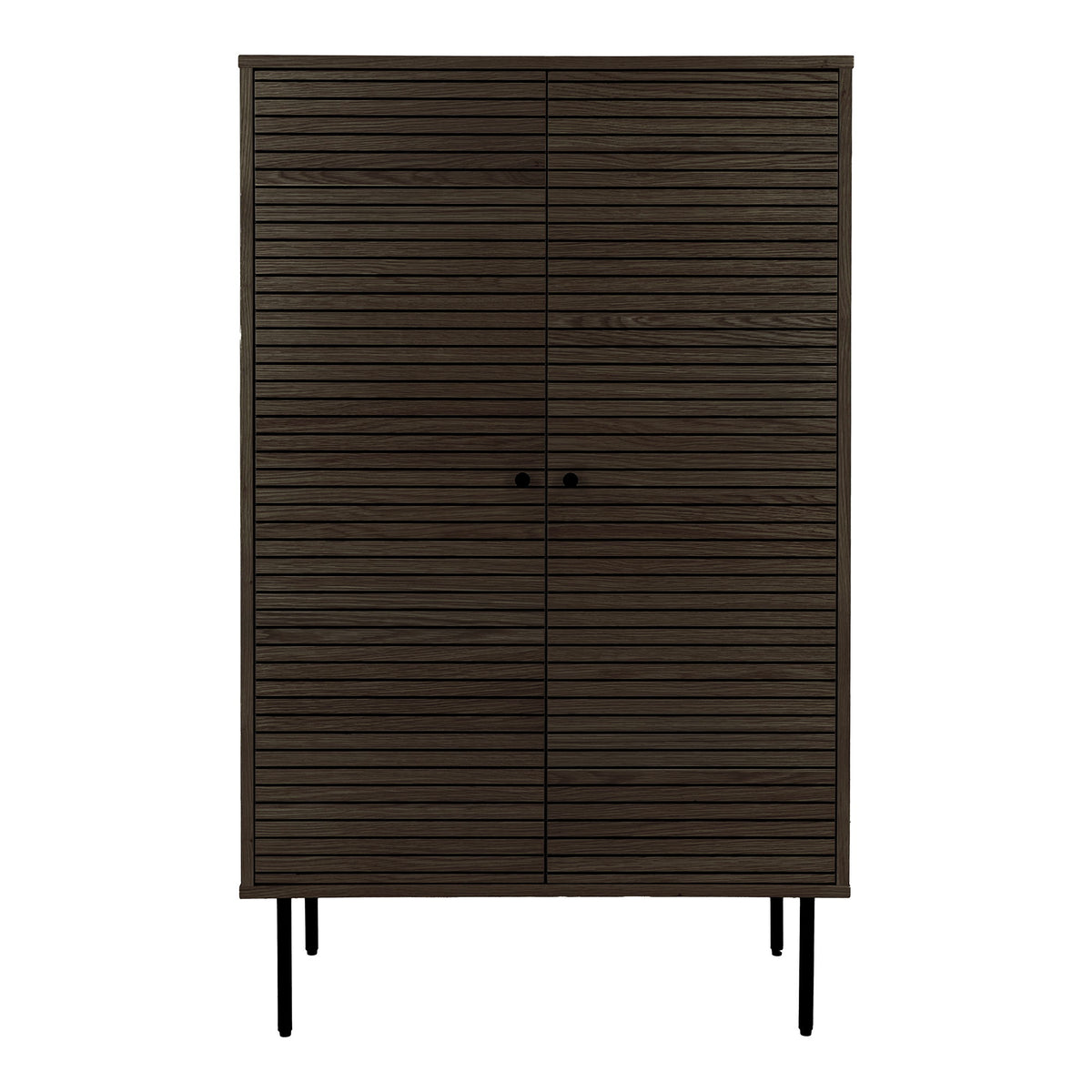 Gunnar Highboard mit 2 Türen – Furnier Eiche geräuchert, Beine Schwarz, 80 × 40 × 130 cm von Luiva Living