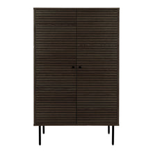 Gunnar Highboard mit 2 Türen – Furnier Eiche geräuchert, Beine Schwarz, 80 × 40 × 130 cm von Luiva Living