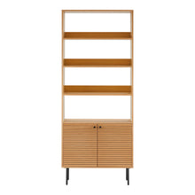 Gunnar Bücherregal mit 2 Türen – Eichenfurnier Natur, Beine Schwarz, 80 × 30 × 200 cm von Luiva Living