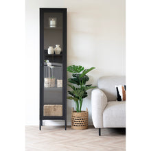 Arlo Vitrine schmal mit Glastür – Stahl Schwarz, 40 × 35 × 180 cm – Ansicht 5