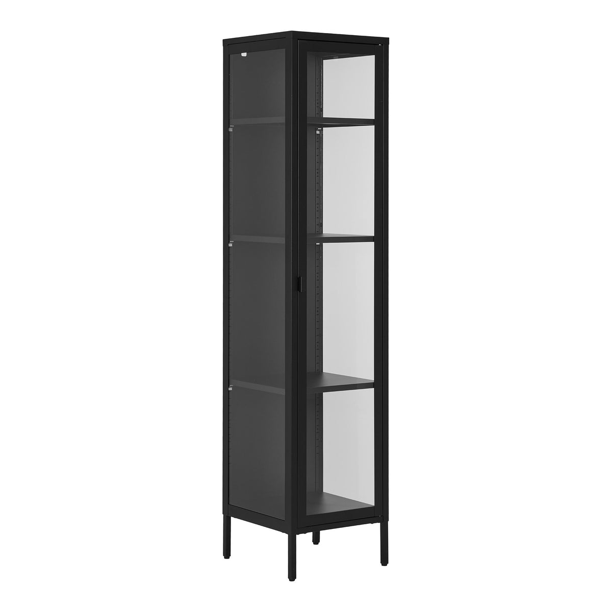 Arlo Vitrine schmal mit Glastür – Stahl Schwarz, 40 × 35 × 180 cm – Ansicht 2