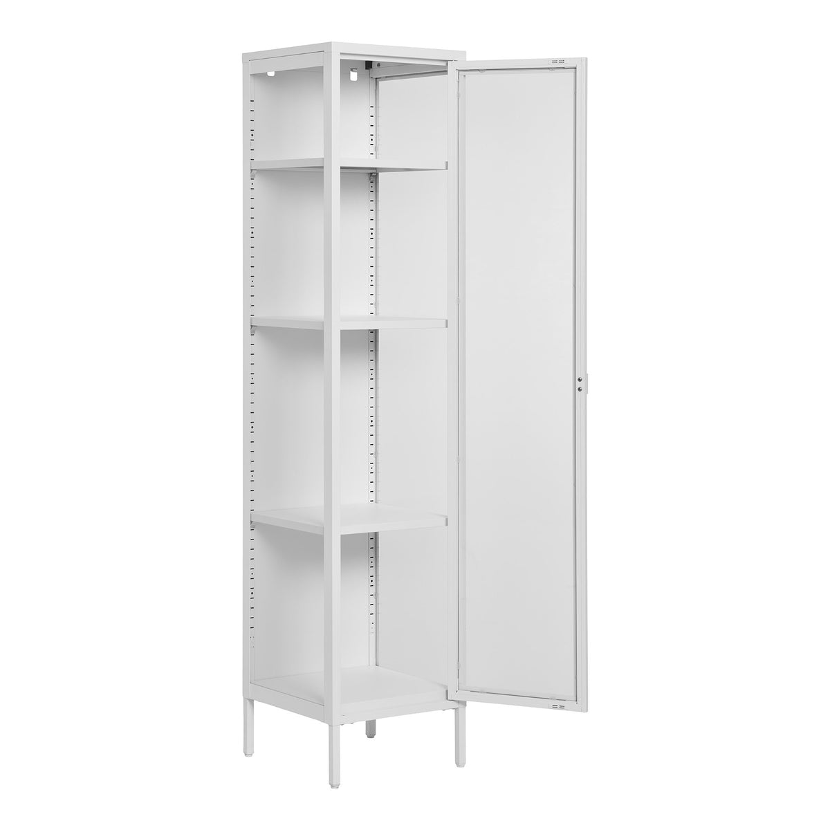 Arlo Vitrine schmal mit Glastür – Stahl Weiß, 40 × 35 × 180 cm – Ansicht 4