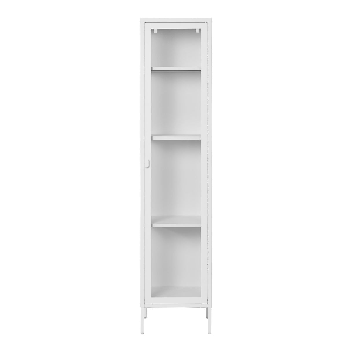Arlo Vitrine schmal mit Glastür – Stahl Weiß, 40 × 35 × 180 cm von Luiva Living