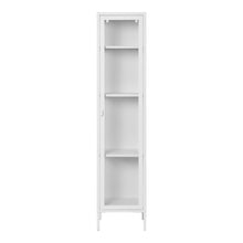 Arlo Vitrine schmal mit Glastür – Stahl Weiß, 40 × 35 × 180 cm von Luiva Living