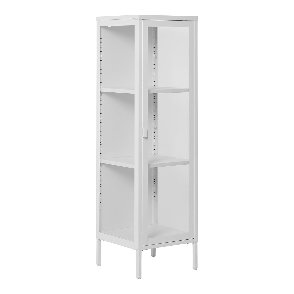 Arlo Vitrine schmal mit Glastür – Stahl Weiß, 40 × 35 × 140 cm – Ansicht 2