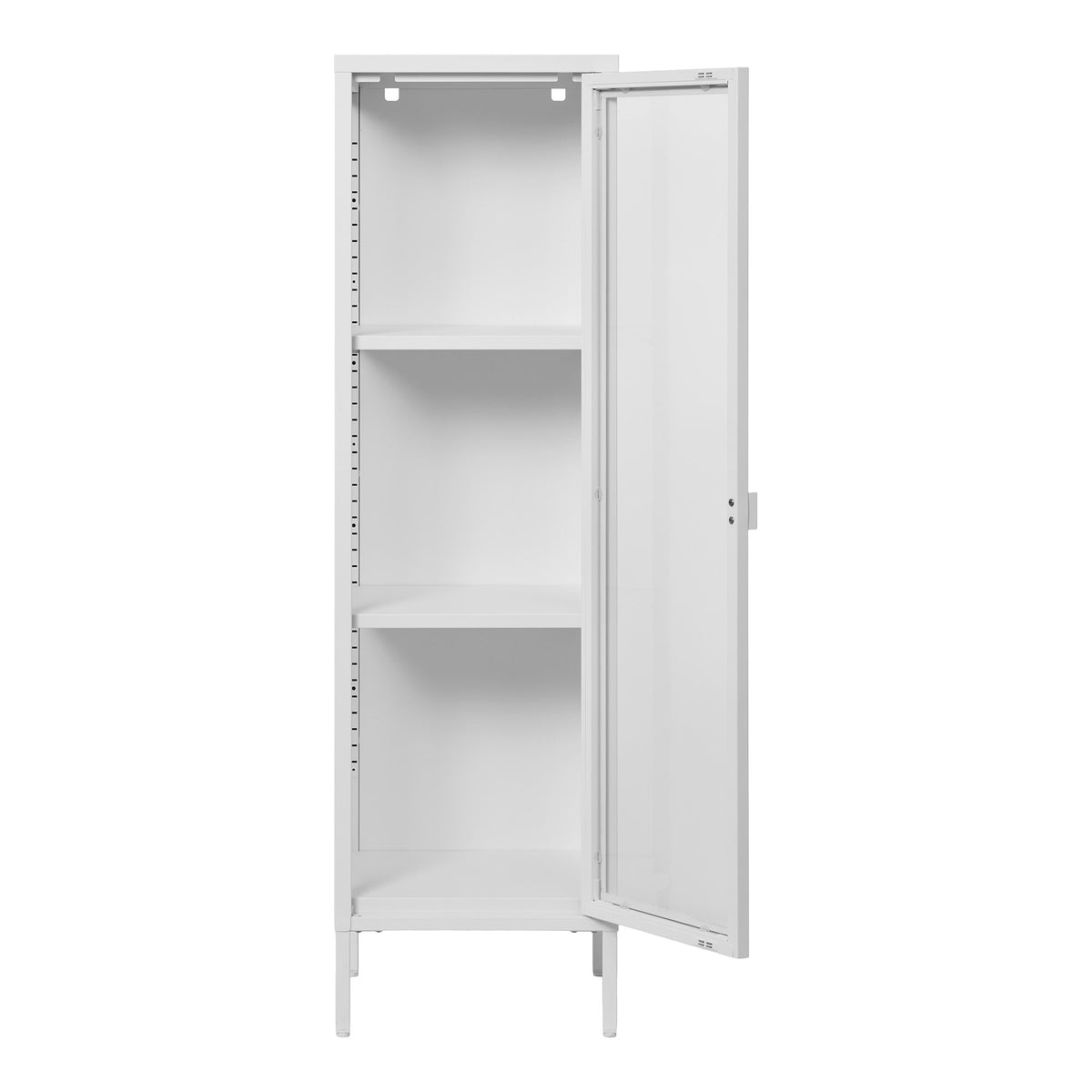 Arlo Vitrine schmal mit Glastür – Stahl Weiß, 40 × 35 × 140 cm – Ansicht 3