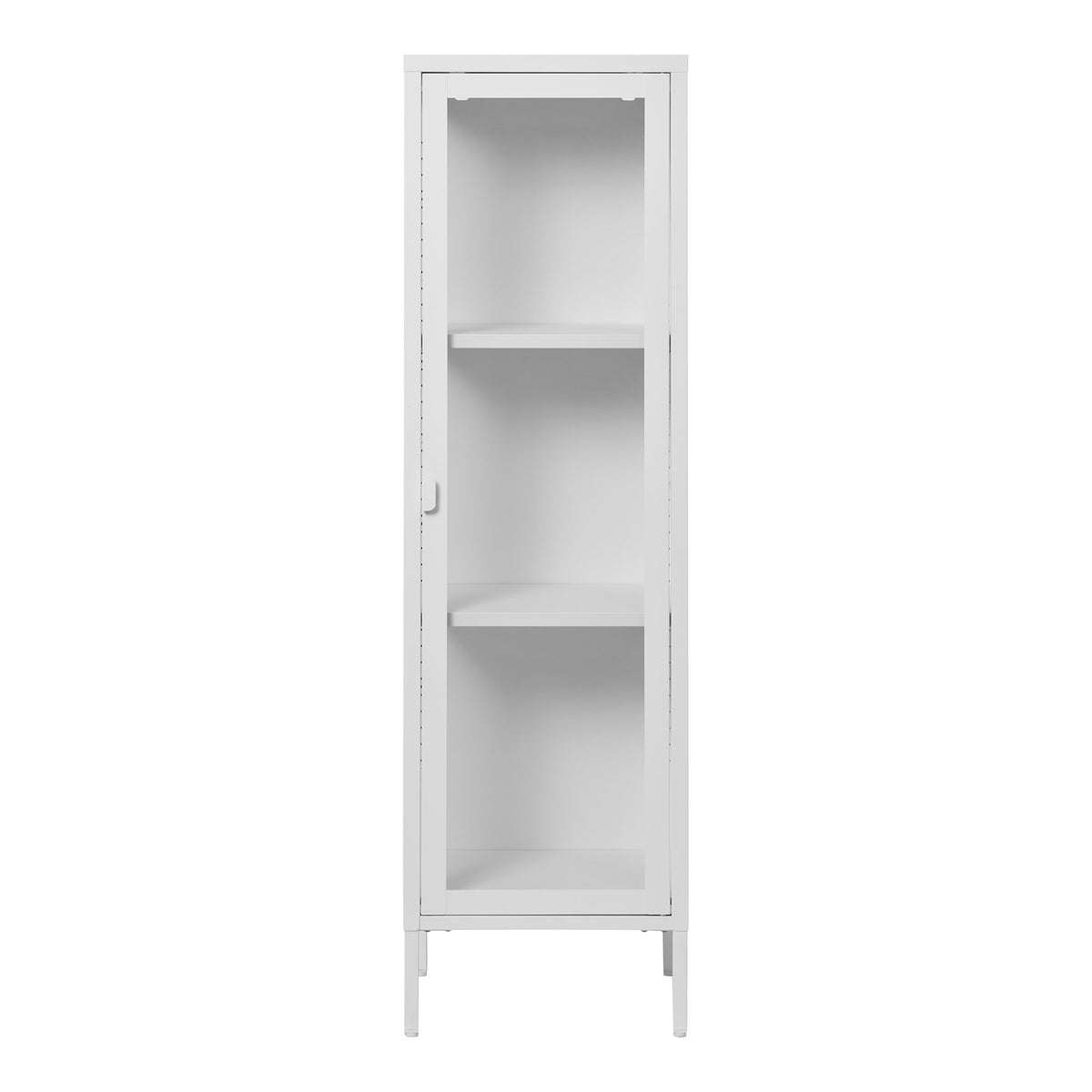 Arlo Vitrine schmal mit Glastür – Stahl Weiß, 40 × 35 × 140 cm von Luiva Living