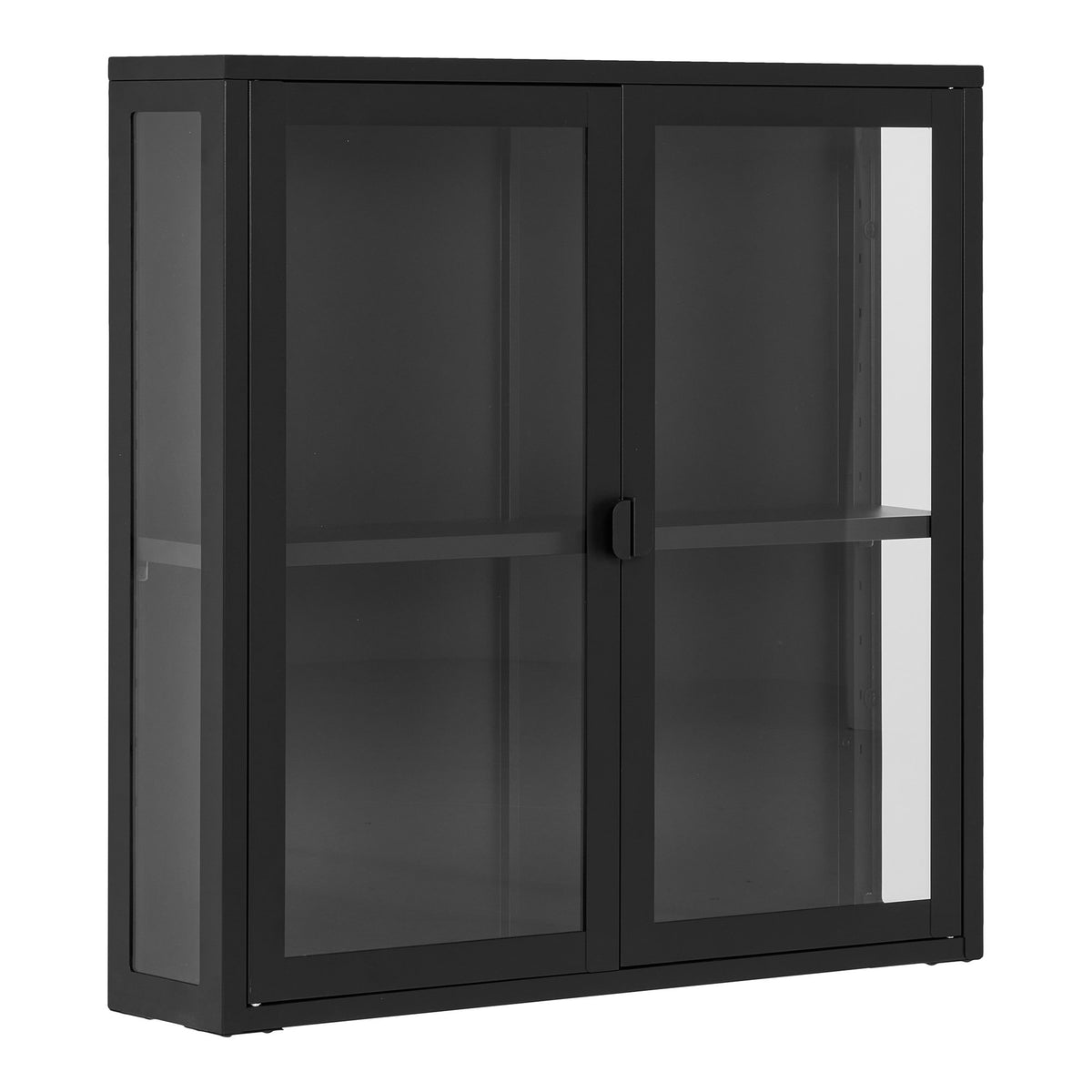 Arlo Hängevitrine mit 2 Glastüren – Stahl Schwarz, 80 × 18 × 80 cm – Ansicht 2