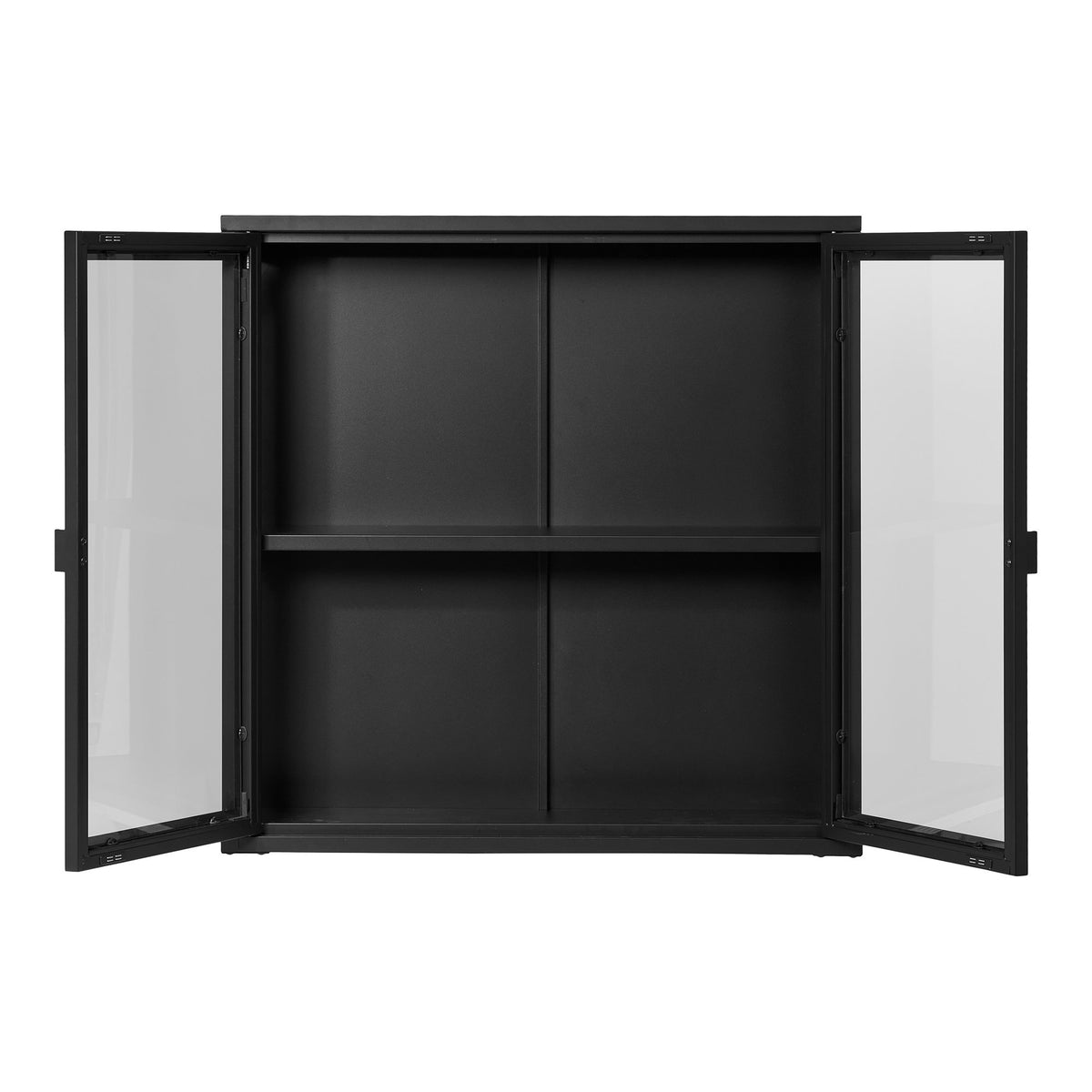 Arlo Hängevitrine mit 2 Glastüren – Stahl Schwarz, 80 × 18 × 80 cm – Ansicht 3