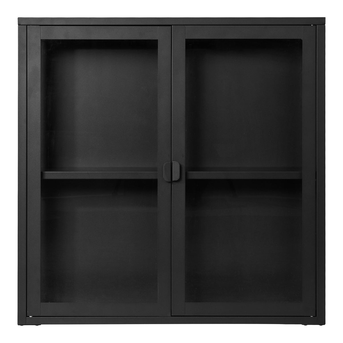 Arlo Hängevitrine mit 2 Glastüren – Stahl Schwarz, 80 × 18 × 80 cm von Luiva Living