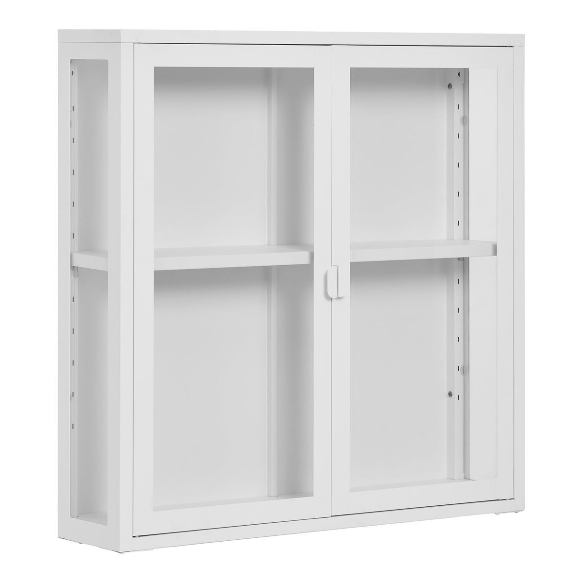 Arlo Hängevitrine mit 2 Glastüren – Stahl Weiß, 80 × 18 × 80 cm – Ansicht 2