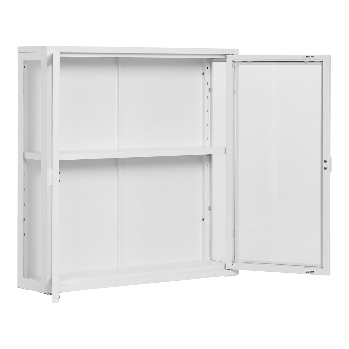 Arlo Hängevitrine mit 2 Glastüren – Stahl Weiß, 80 × 18 × 80 cm – Ansicht 4