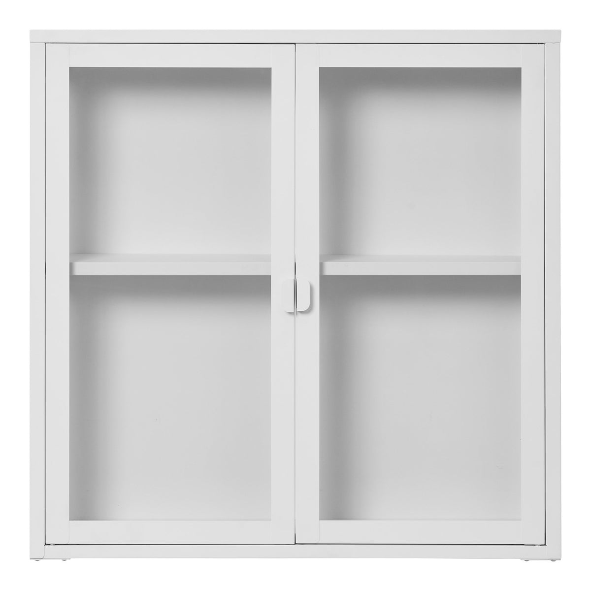 Arlo Hängevitrine mit 2 Glastüren – Stahl Weiß, 80 × 18 × 80 cm von Luiva Living