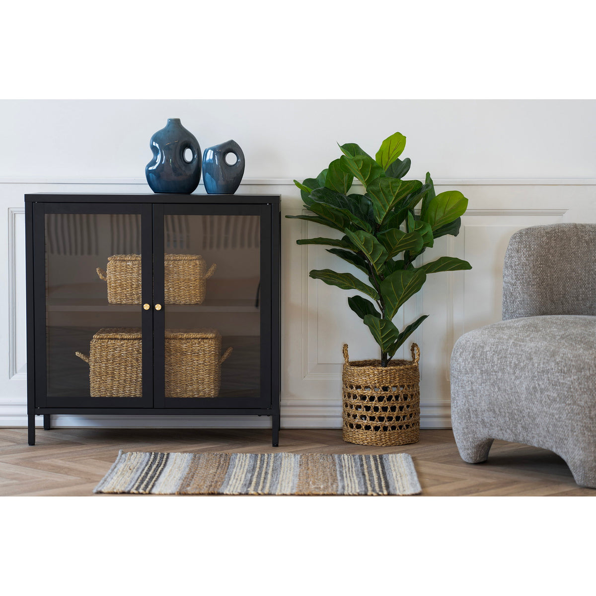 Joris Schrank mit 2 Glastüren – Stahl Schwarz, 80 × 35 × 80 cm – Ansicht 5