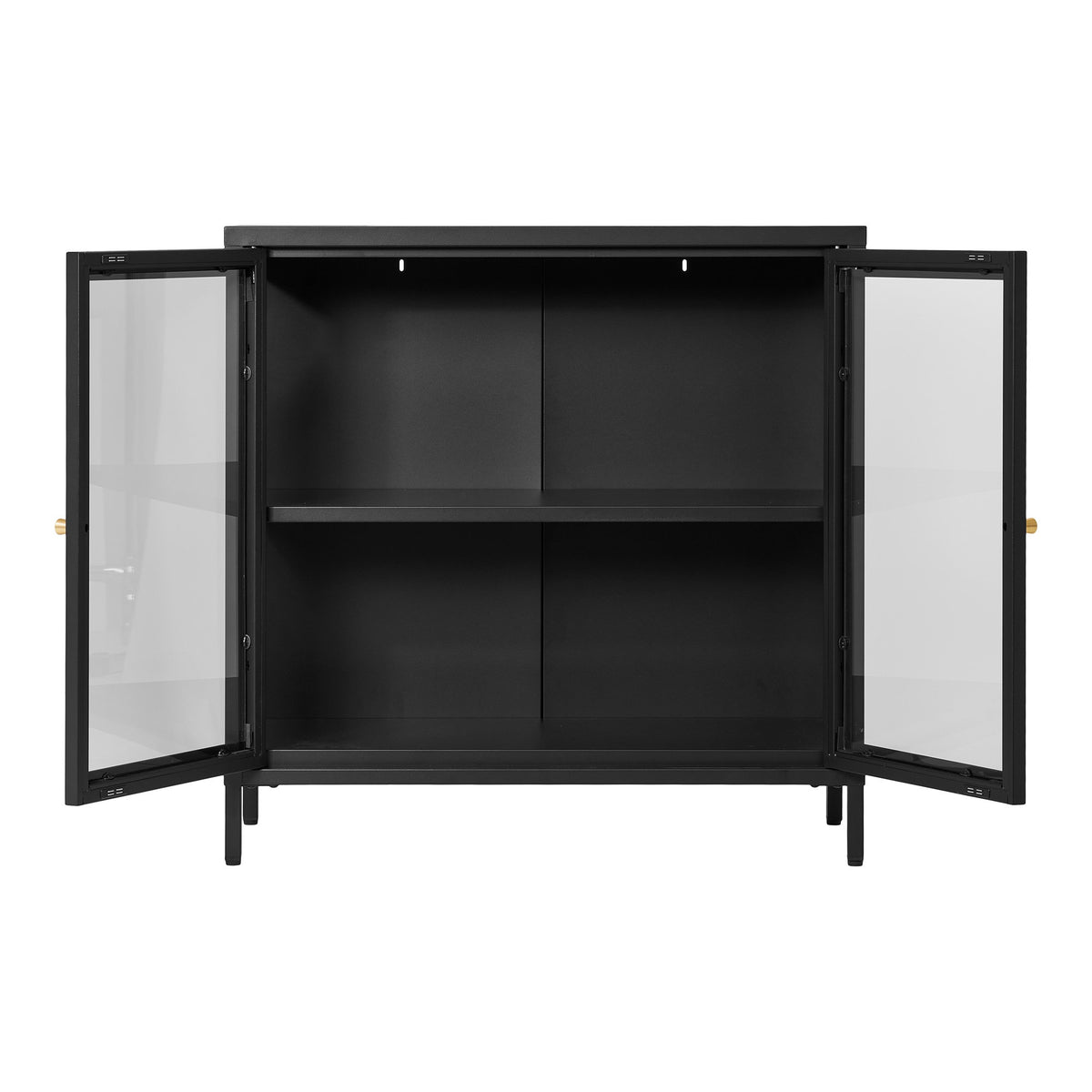 Joris Schrank mit 2 Glastüren – Stahl Schwarz, 80 × 35 × 80 cm – Ansicht 3