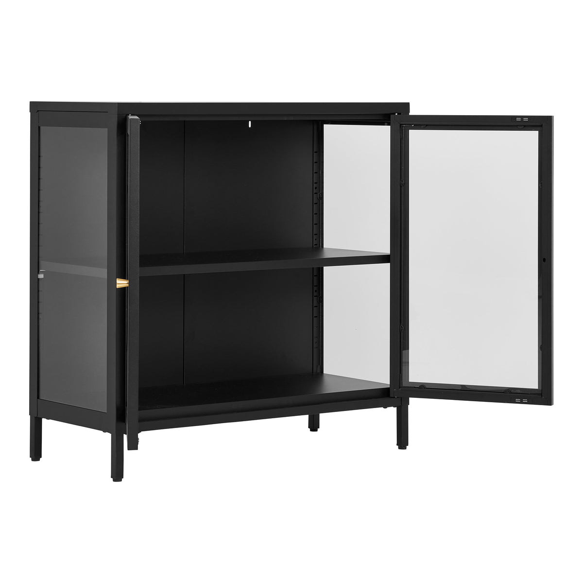 Joris Schrank mit 2 Glastüren – Stahl Schwarz, 80 × 35 × 80 cm – Ansicht 4