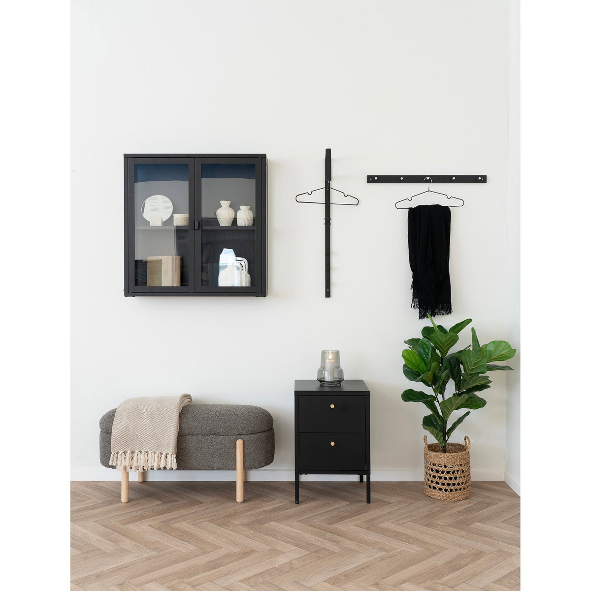 Joris Kommode mit 2 Schubladen – Stahl Schwarz, 40 × 40 × 59,5 cm – Ansicht 5