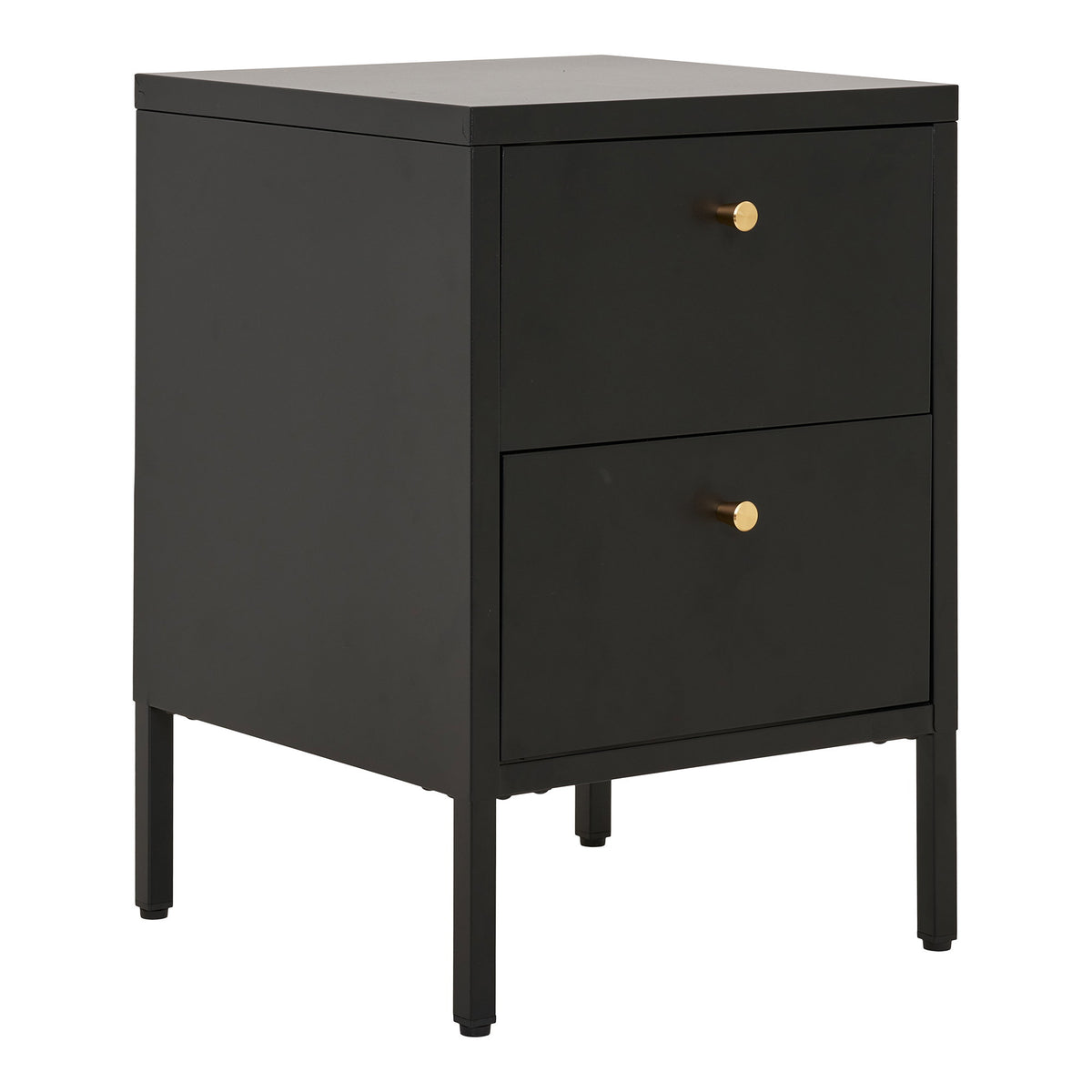 Joris Kommode mit 2 Schubladen – Stahl Schwarz, 40 × 40 × 59,5 cm – Ansicht 2