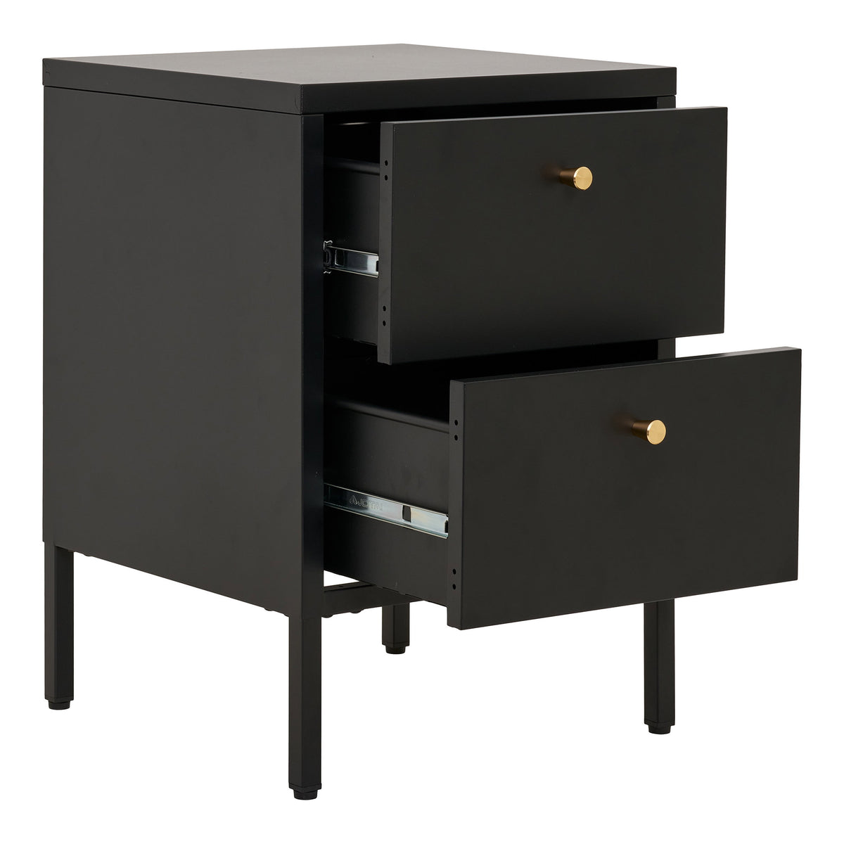 Joris Kommode mit 2 Schubladen – Stahl Schwarz, 40 × 40 × 59,5 cm – Ansicht 3