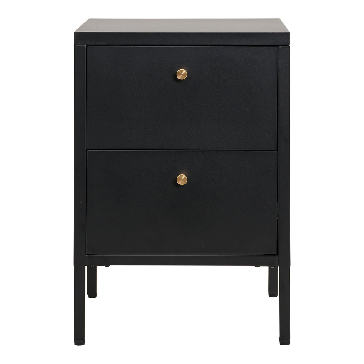 Joris Kommode mit 2 Schubladen – Stahl Schwarz, 40 × 40 × 59,5 cm von Luiva Living