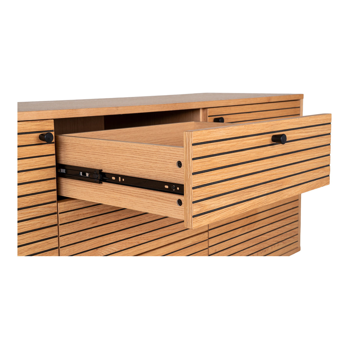 Gunnar Sideboard – Eichenfurnier Natur, Beine Schwarz, 150 × 40 × 74 cm – Ansicht 5