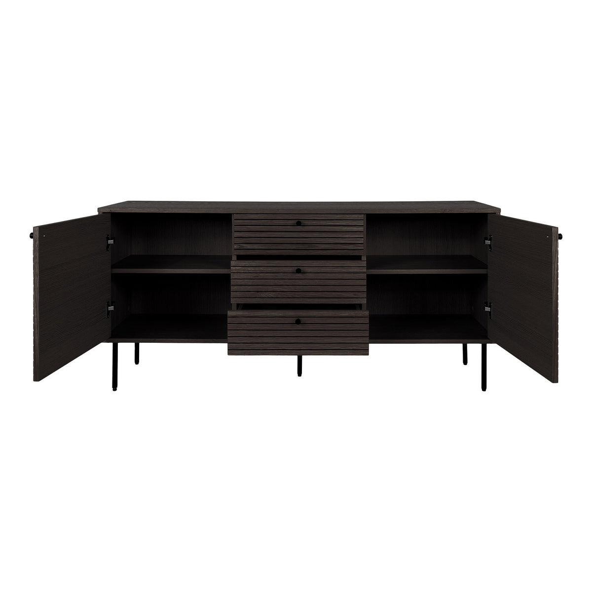 Gunnar Sideboard – Eichenfurnier Eiche geräuchert, Beine Schwarz, 150 × 40 × 74 cm – Ansicht 2