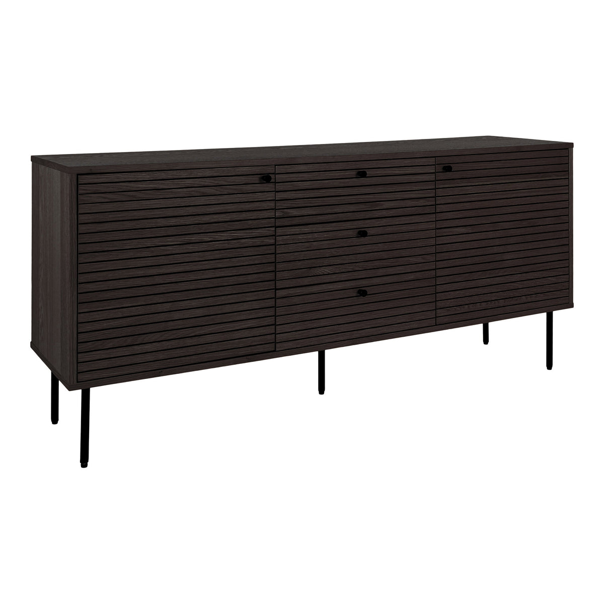 Gunnar Sideboard – Eichenfurnier Eiche geräuchert, Beine Schwarz, 150 × 40 × 74 cm – Ansicht 3
