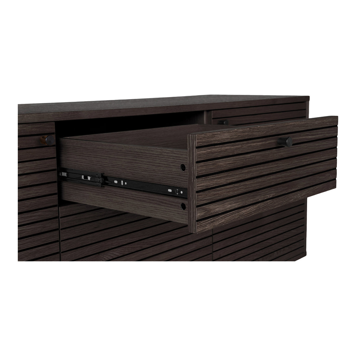 Gunnar Sideboard – Eichenfurnier Eiche geräuchert, Beine Schwarz, 150 × 40 × 74 cm – Ansicht 5