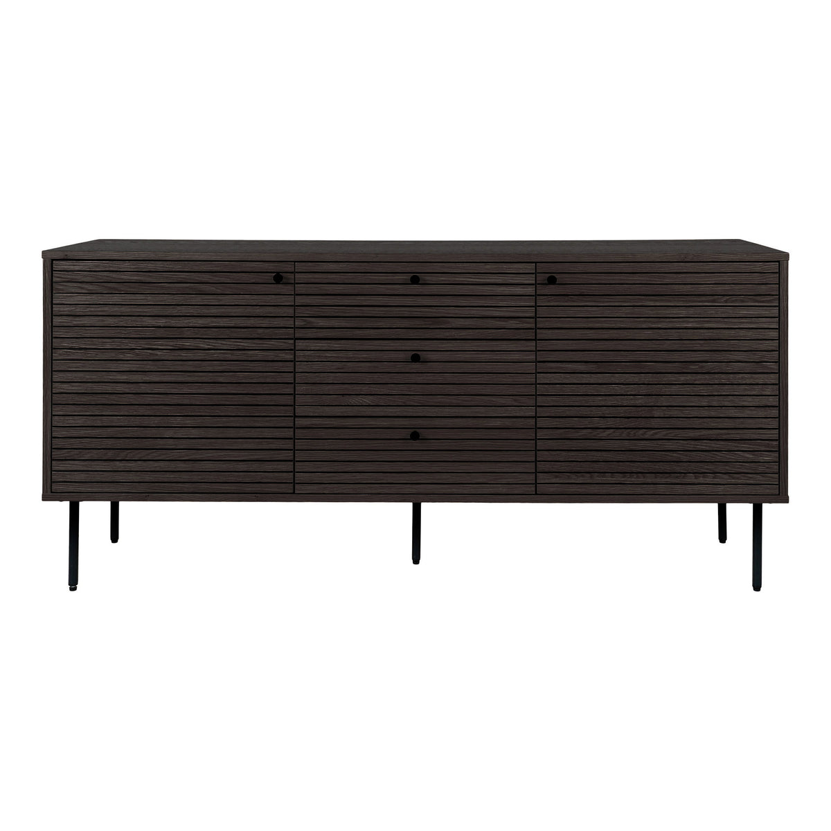 Gunnar Sideboard – Eichenfurnier Eiche geräuchert, Beine Schwarz, 150 × 40 × 74 cm von Luiva Living