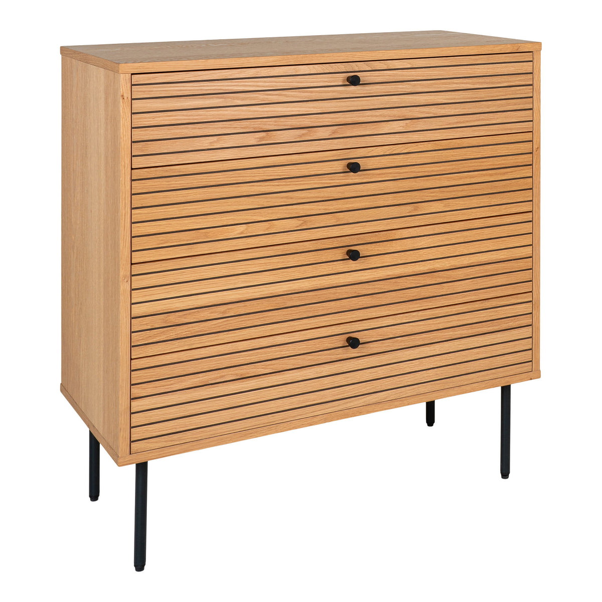 Gunnar Kommode – Eichenfurnier Natur, Beine Schwarz, 80 × 40 × 85 cm – Ansicht 3