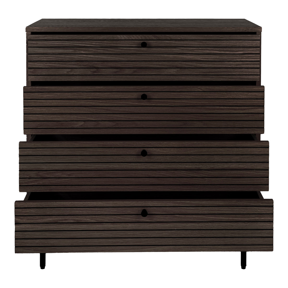 Gunnar Kommode – Eichenfurnier Eiche geräuchert, Beine Schwarz, 80 × 40 × 85 cm – Ansicht 2