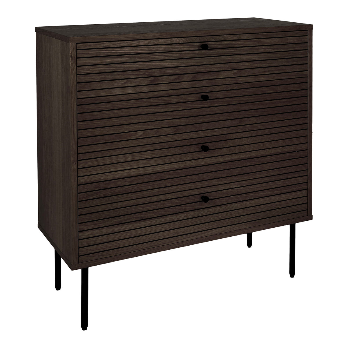 Gunnar Kommode – Eichenfurnier Eiche geräuchert, Beine Schwarz, 80 × 40 × 85 cm – Ansicht 3
