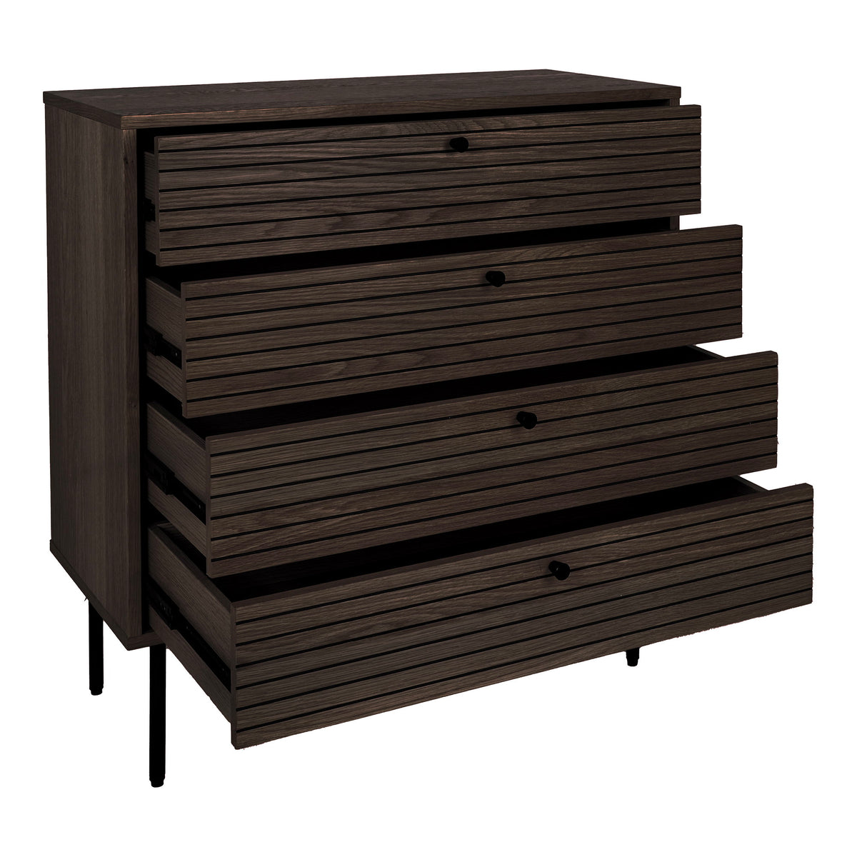 Gunnar Kommode – Eichenfurnier Eiche geräuchert, Beine Schwarz, 80 × 40 × 85 cm – Ansicht 4