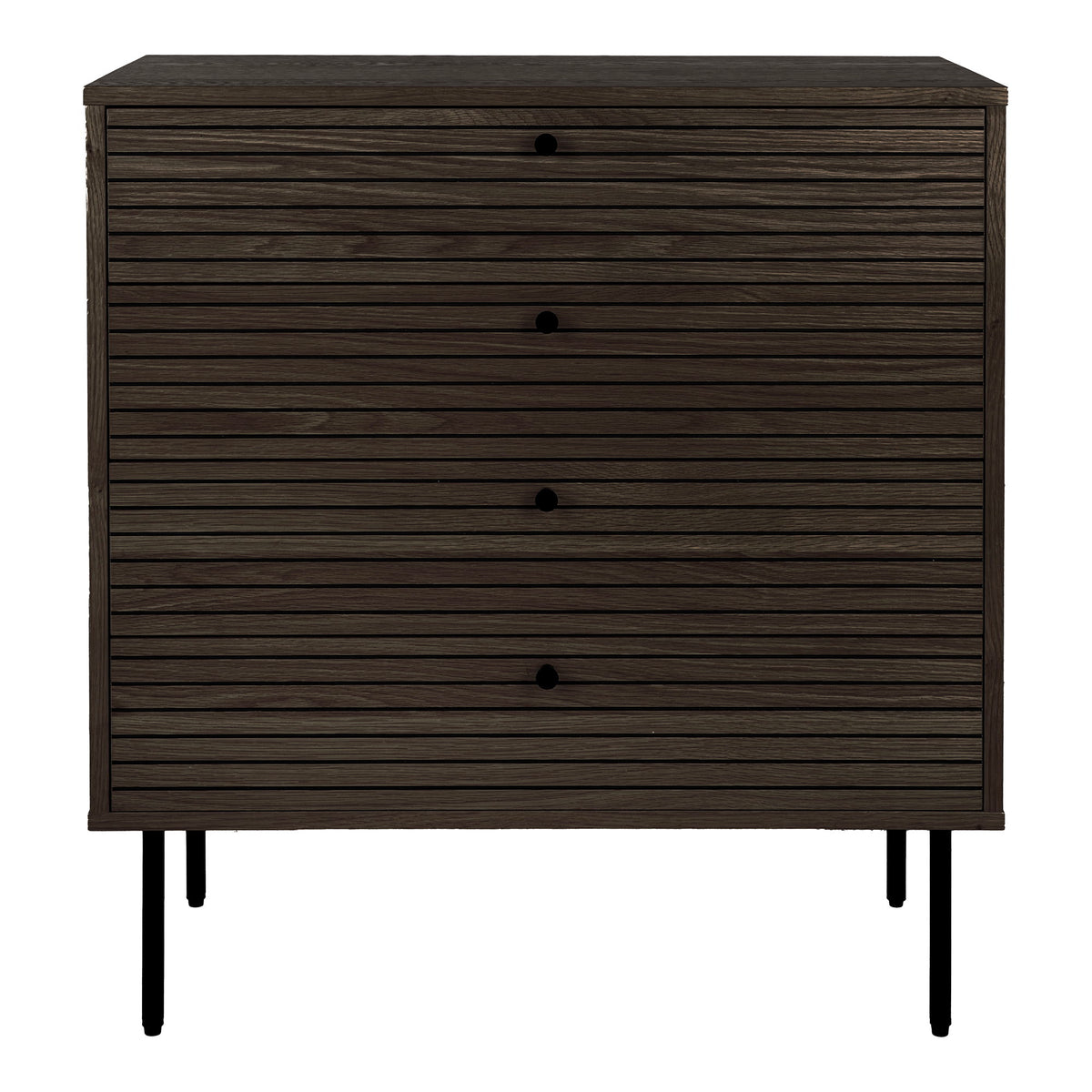 Gunnar Kommode – Eichenfurnier Eiche geräuchert, Beine Schwarz, 80 × 40 × 85 cm von Luiva Living