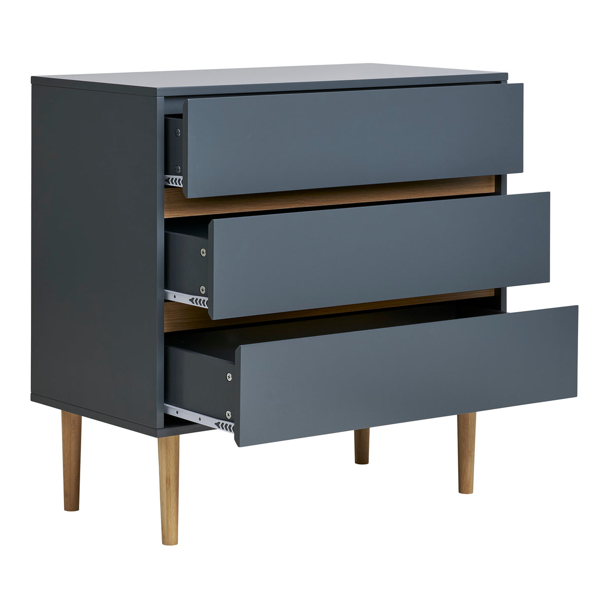 Amadeo Kommode – Holz lackiert Dunkelgrau, 80 × 40 × 80 cm – Ansicht 3