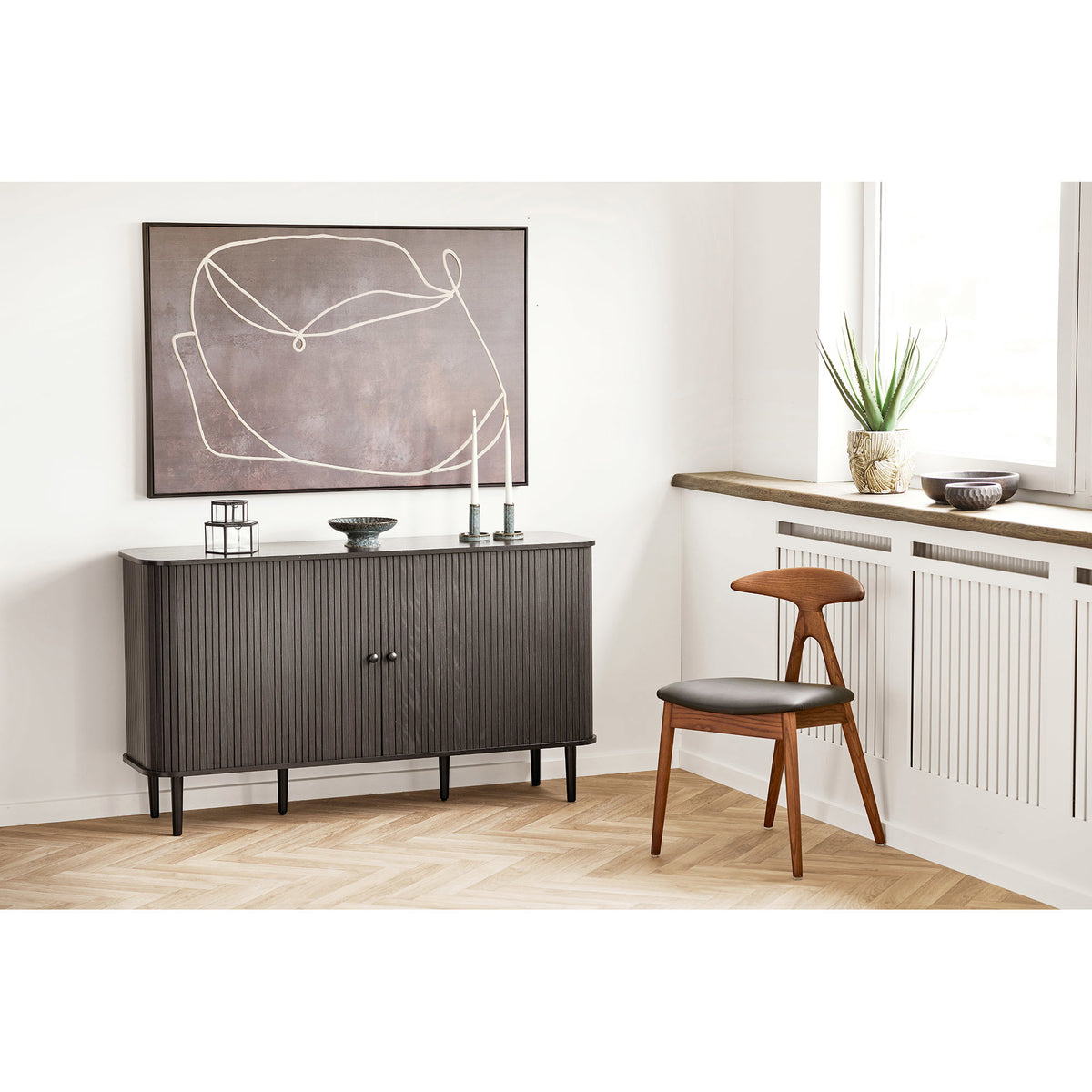 Arvid Sideboard – Schwarz, 140 × 40 × 79 cm – Ansicht 7