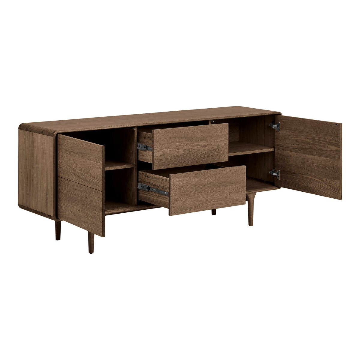 Ylvi Sideboard – Eiche Dunkelbraun, 180 × 45 × 75 cm – Ansicht 4