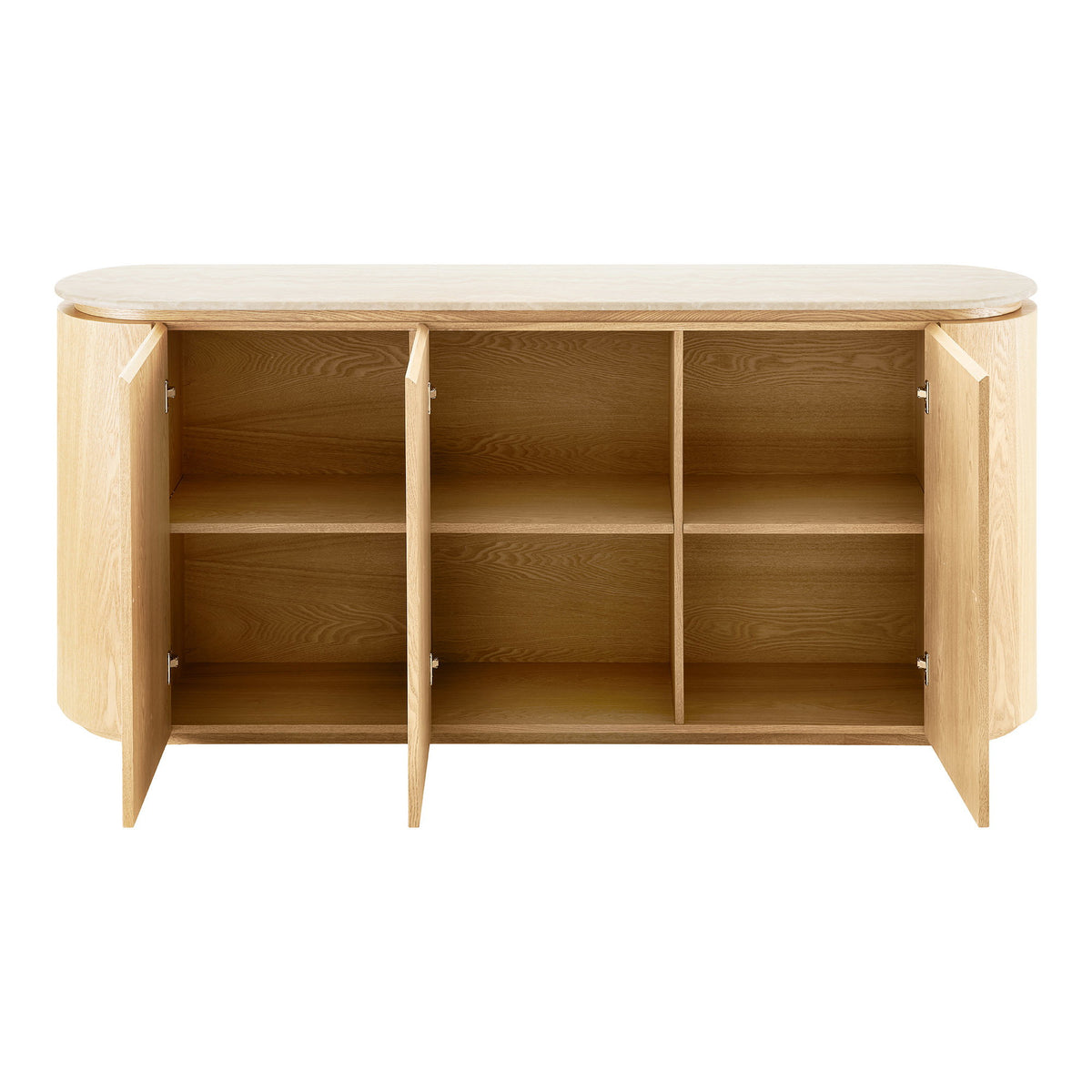 Eliza Sideboard – Granit/Eschenfurnier Natur/Cremeweiß, 180 × 40 × 85 cm – Ansicht 3