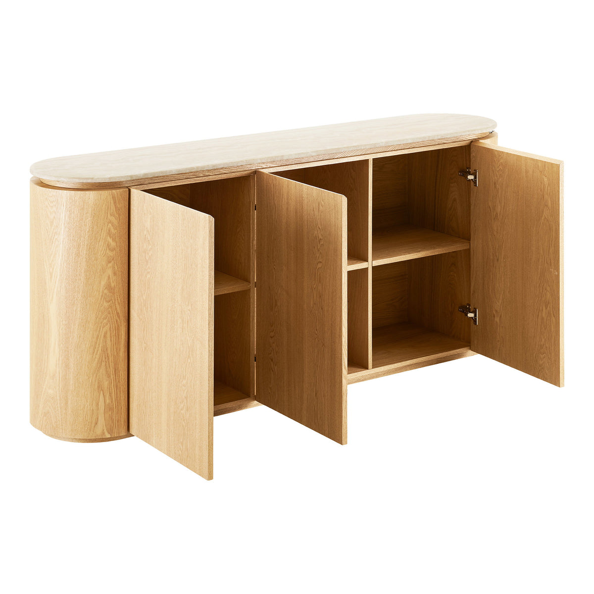 Eliza Sideboard – Granit/Eschenfurnier Natur/Cremeweiß, 180 × 40 × 85 cm – Ansicht 4
