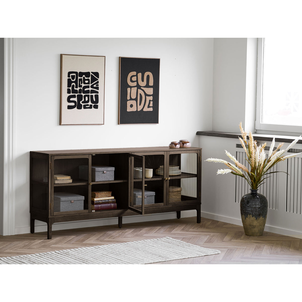 Fine Sideboard – Eiche Dunkelbraun, 40 × 180 × 80 cm – Ansicht 7