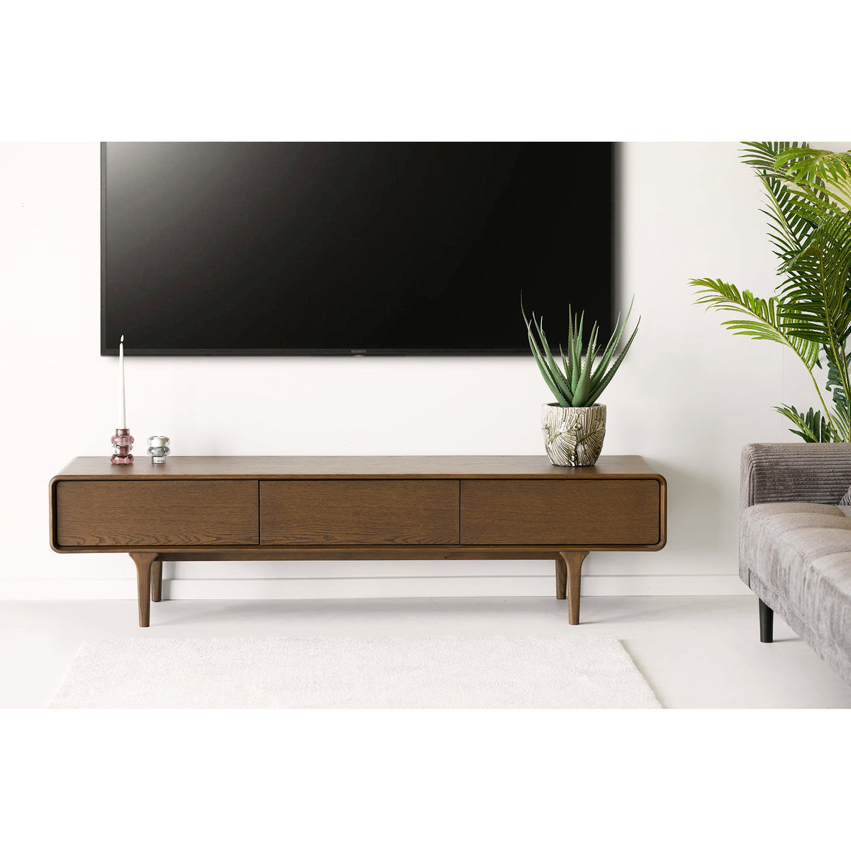 Ylvi TV-Board – Eiche Dunkelbraun, 180 × 45 × 45 cm – Ansicht 9