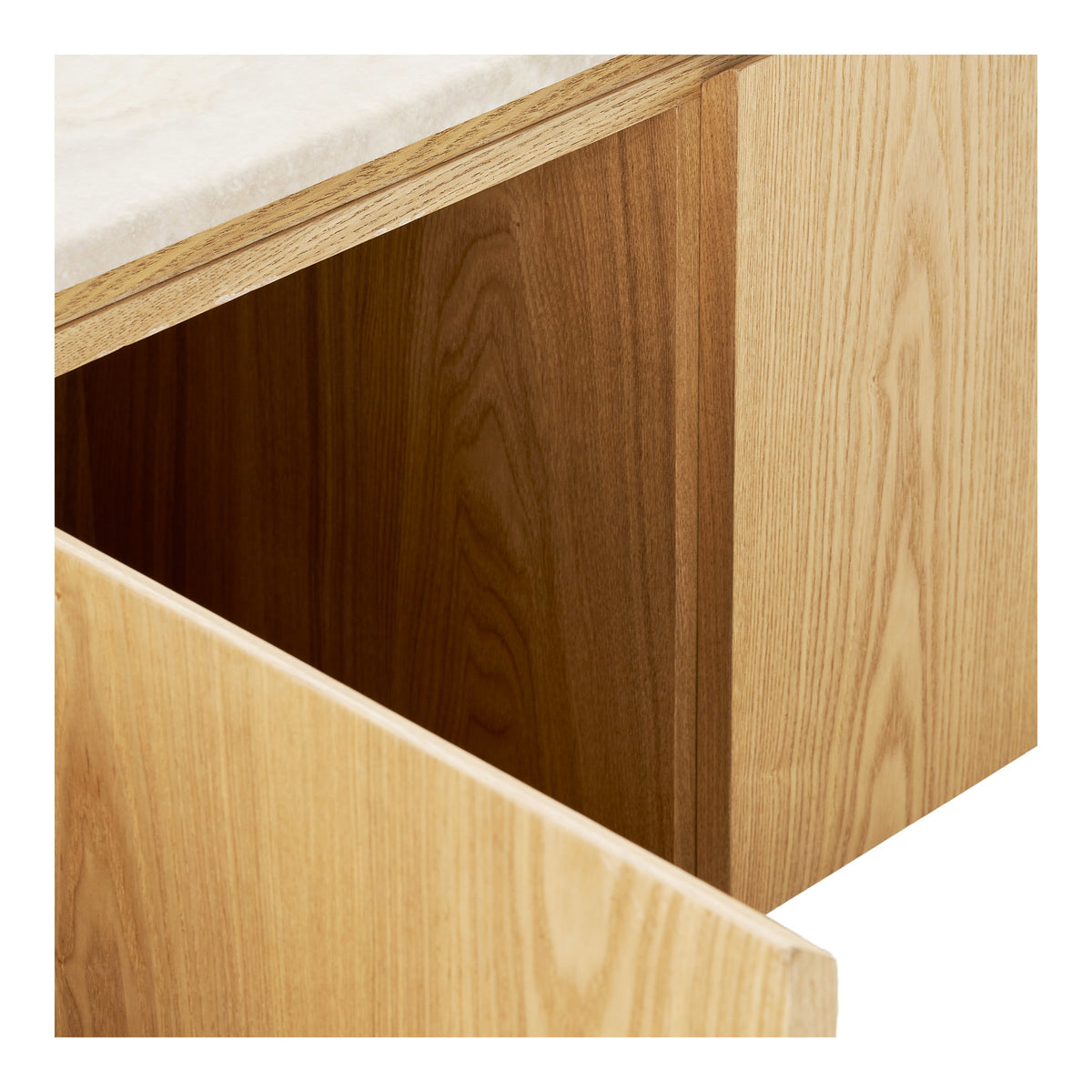 Eliza TV-Board – Granit/Eschenfurnier Natur/Cremeweiß, 160 × 40 × 45 cm – Ansicht 6