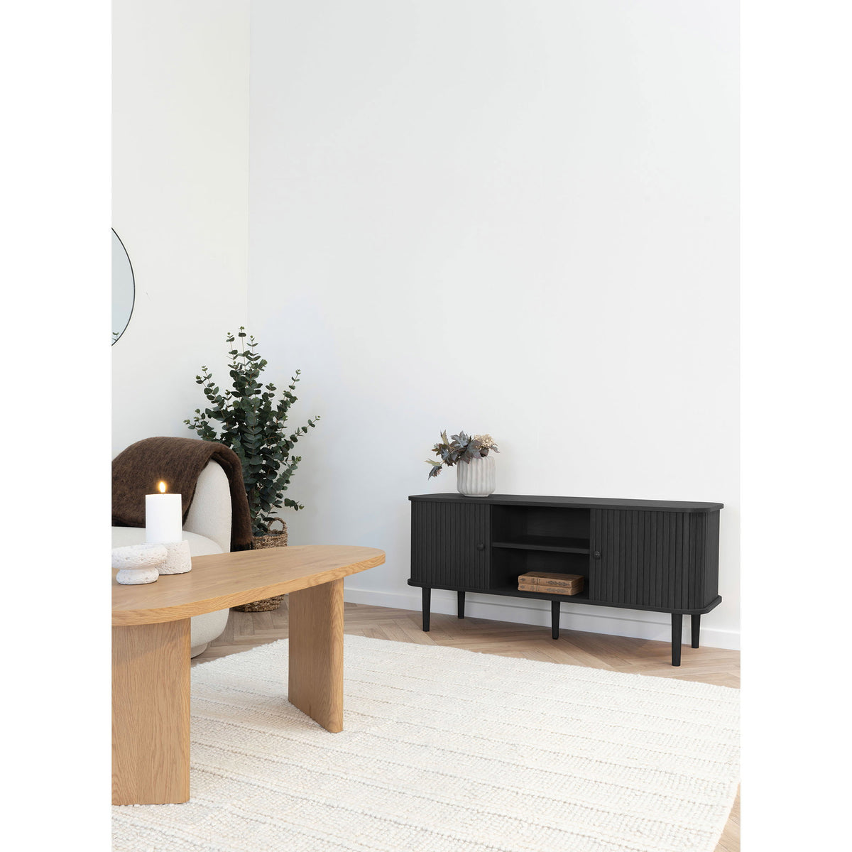 Arvid TV-Board – Schwarz, 113 × 40 × 52 cm – Ansicht 7