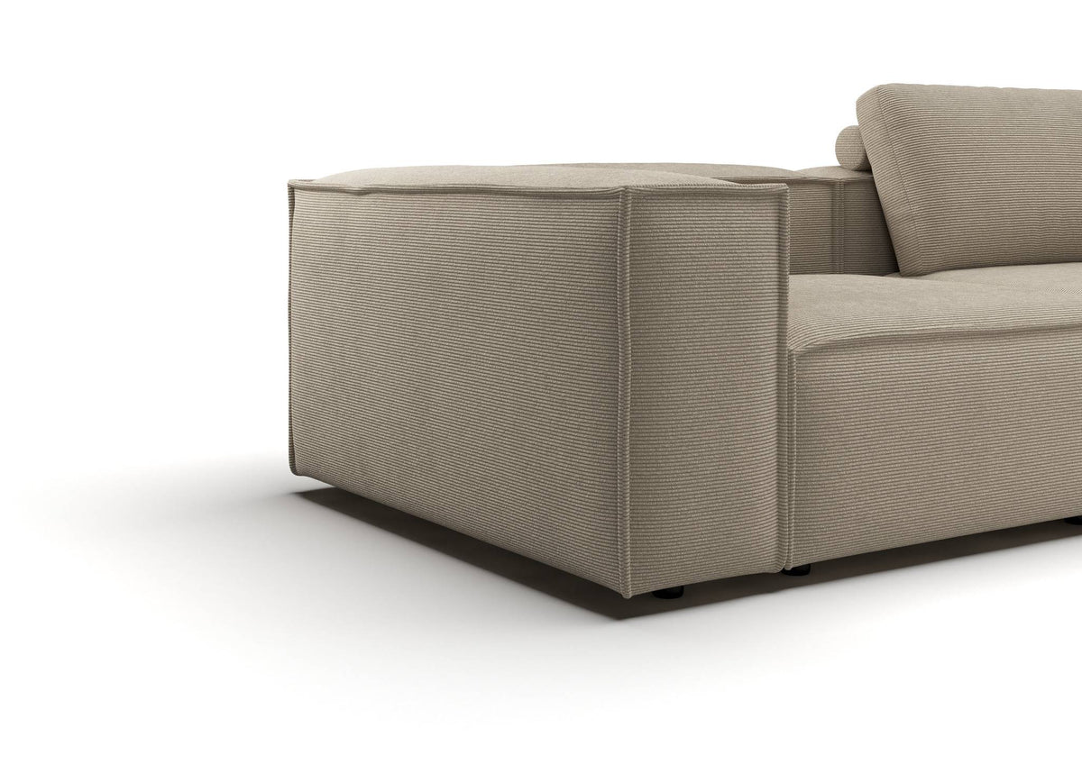 Bergen 2-Sitzer-Sofa in Feincord Sand – Detail Armlehne