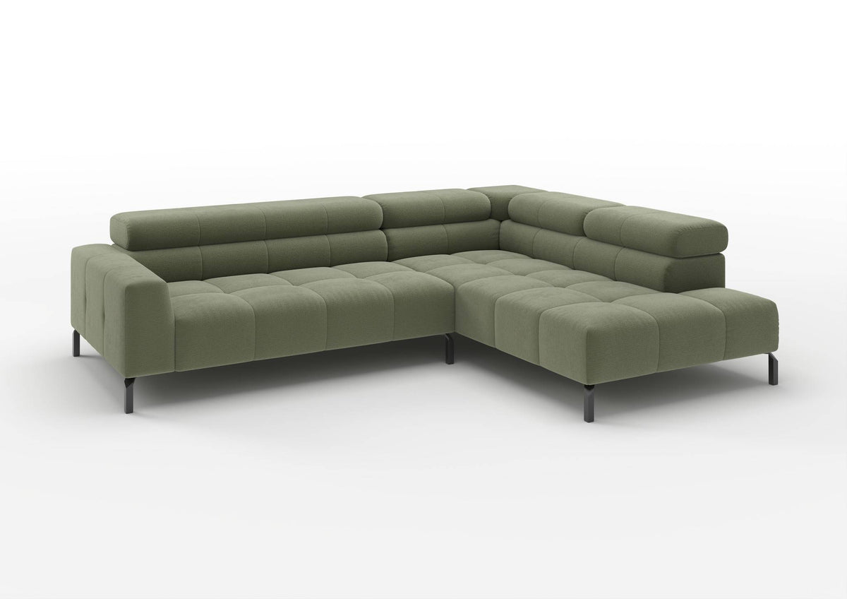 Kalmar Ecksofa in L-Form in Feincord Oliv, Ecke rechts
